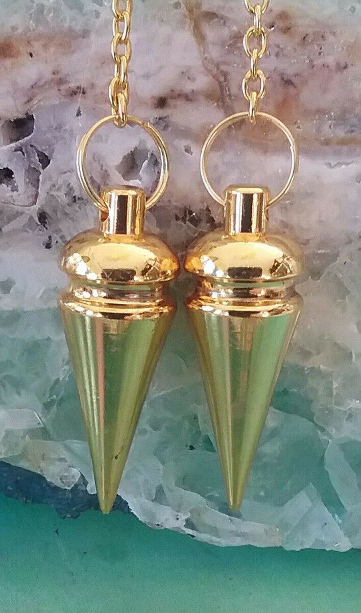 GOLD POINT ROUND TOP SOLID BRASS DOWSING PENDULUM, Gold Pendulum