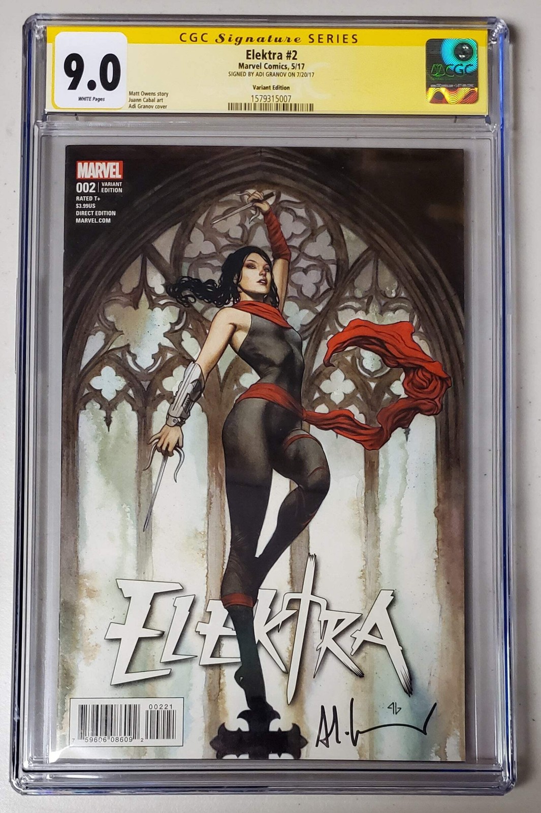 9.0 CGC SS Elektra #2 Signed by Granov 1:25 Variant Marvel Comics 2017 [15793150