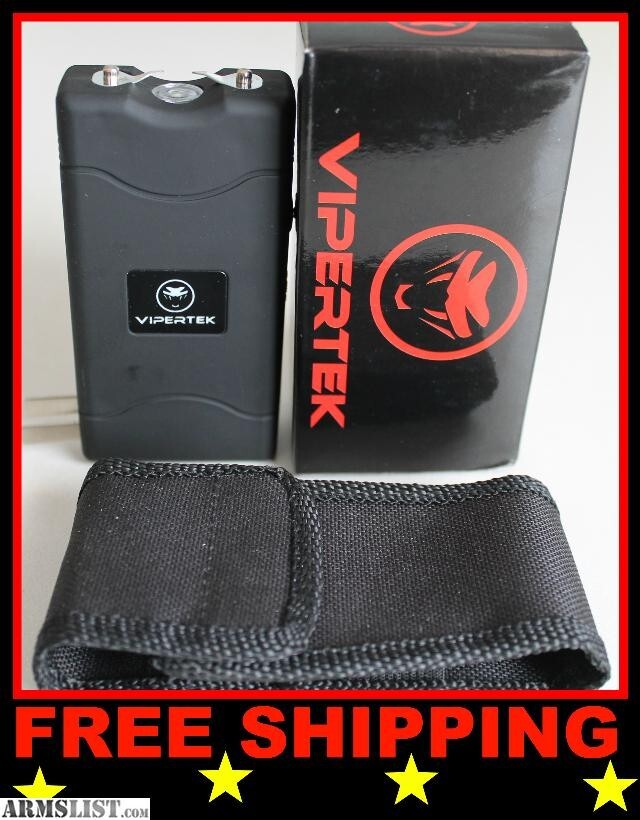 2X VIPERTEK Stun Gun Mini BLACK VTS-880 Rechargeable LED Flashlight