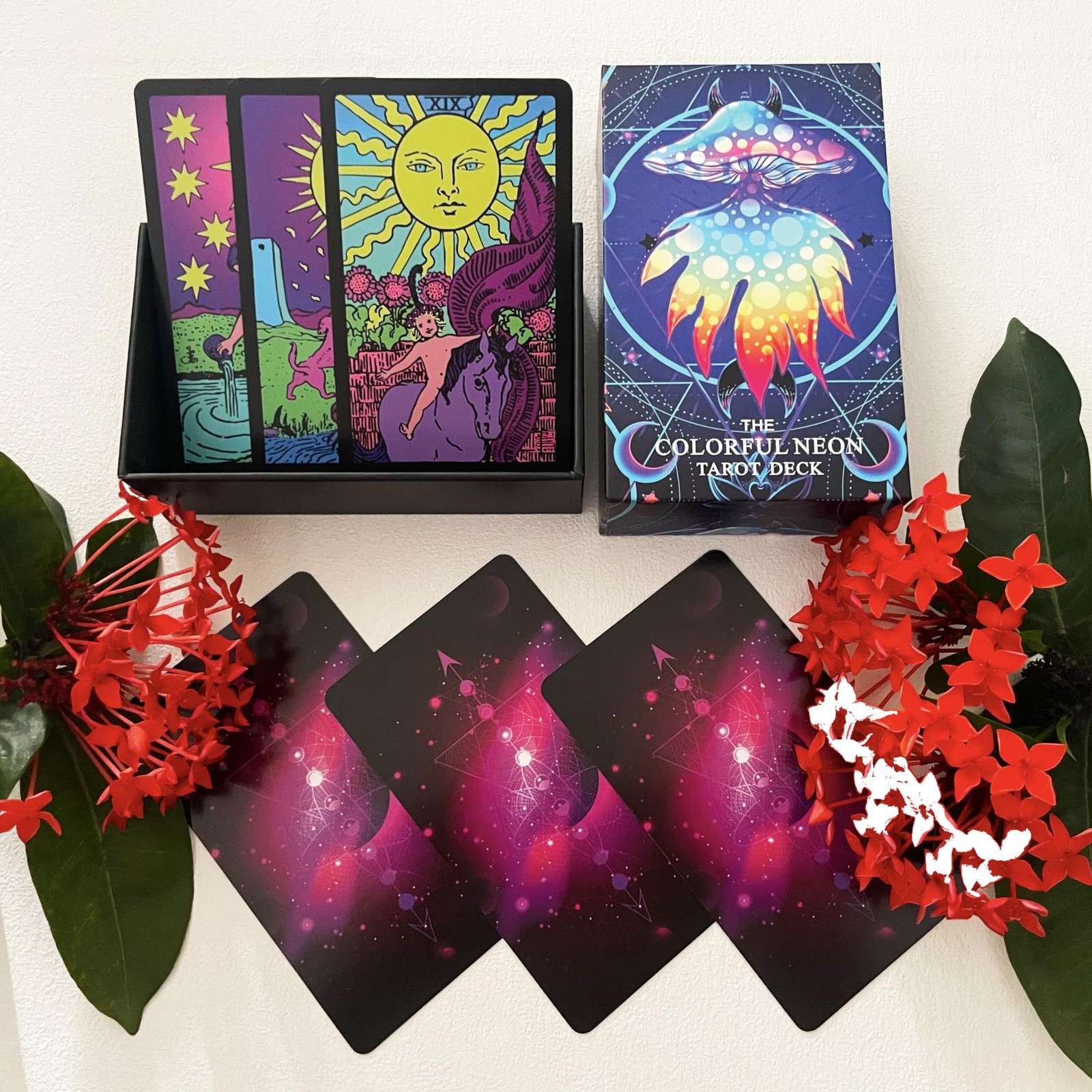 Colorful Neon Tarot Cards Deck With Guidebook for Beginners – 78 Classic Cards
