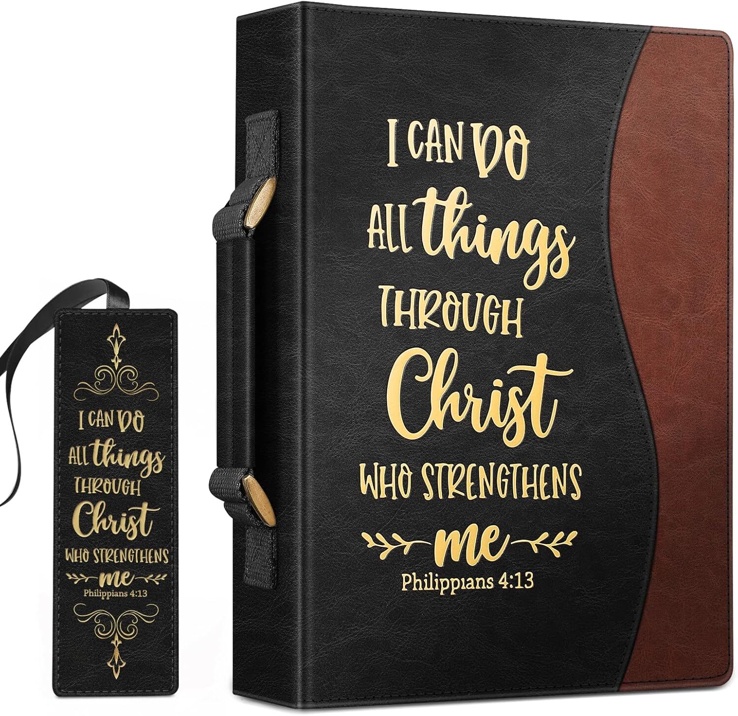 Classic Bible Cover, FINPAC Vegan Leather Carrying Book Case Church Bag Bible