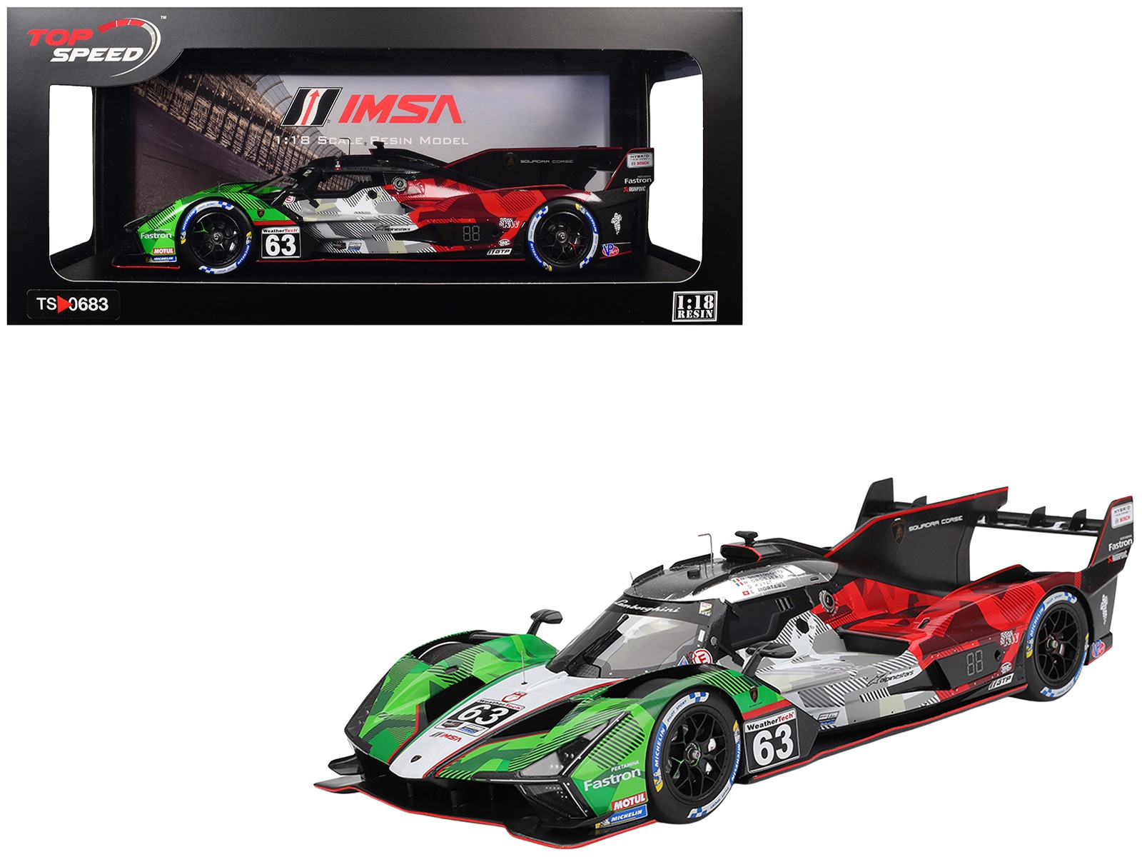 Lamborghini SC63 Mirko Bortolotti Romain Grosjean Daniil Kvyat Edoardo 1/18