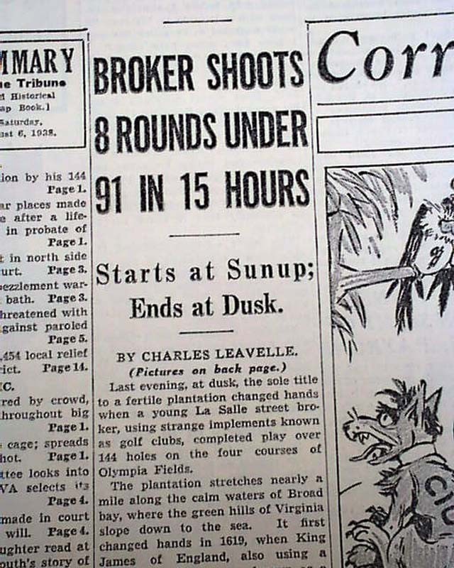 KING OF CLUBS The Great Golf Marathon of J. Smith Ferebee 1938 Chicago Newspaper