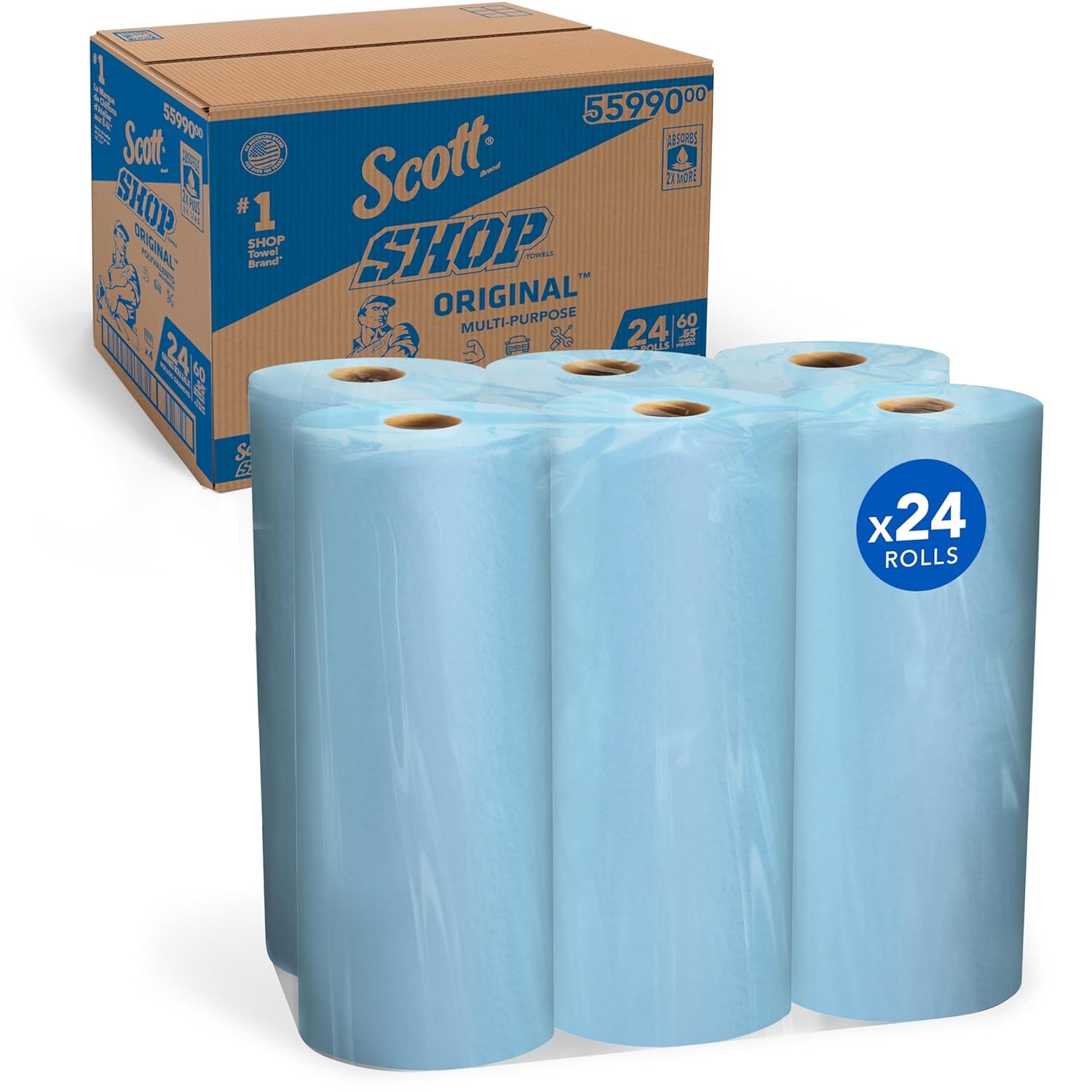 Scott Shop Original Blue Towels (55990), Large 9.4??x11 Cloth-like Paper Towel,