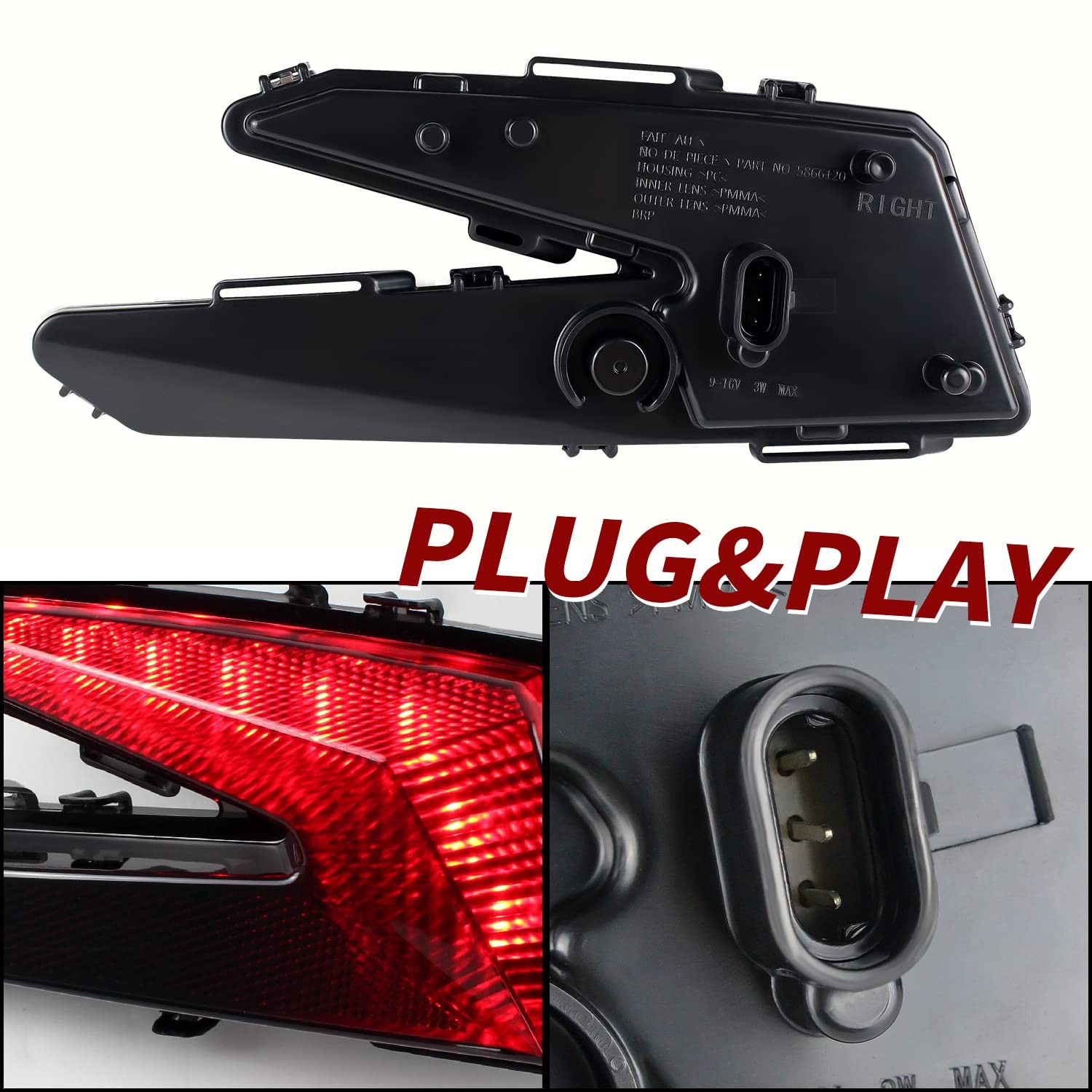 CPOWACE Black Taillights Rear Brake Lamps Can-Am Maverick X3 Max 2017-2022 Smoke