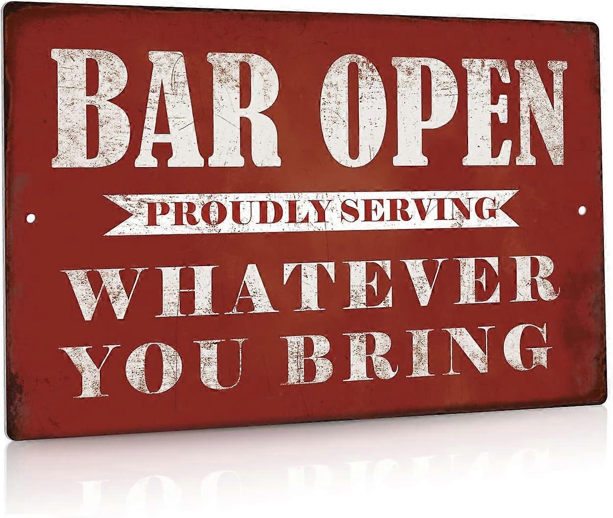 Bar Open Metal Tin Sign Bar Man Cave Funny Wall Decor, 8″x12″
