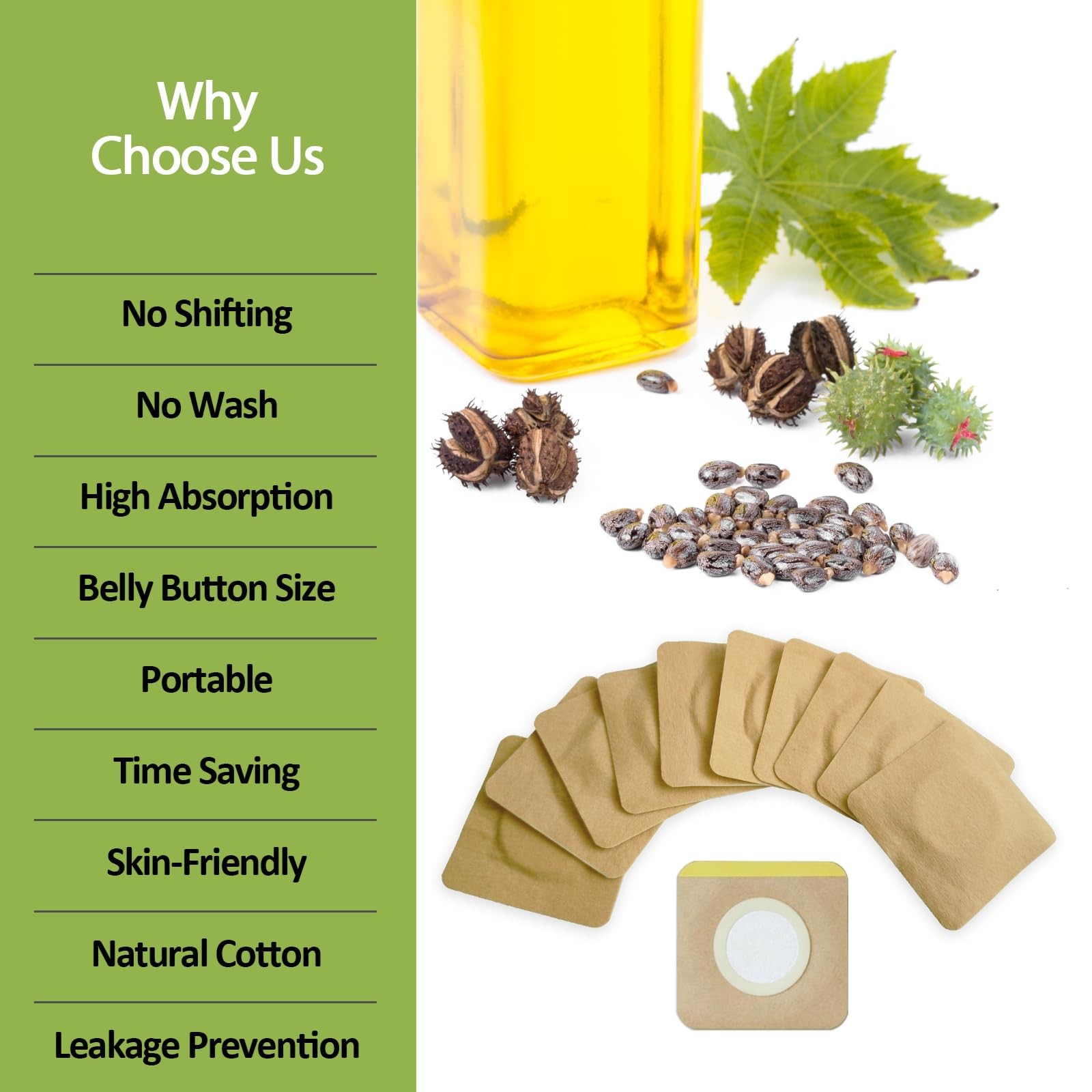 STFOCE 10pcs Castor Oil Pack Wrap, Disposable 10 Count (Pack of 1), Khaki