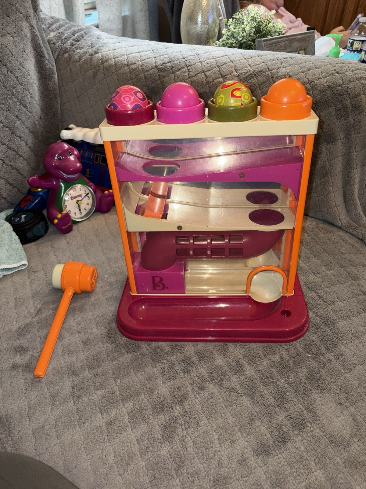 B Toys Pound-A-Ball Toy Whacky Ball 4 Balls Hammer Tray Interactive Target