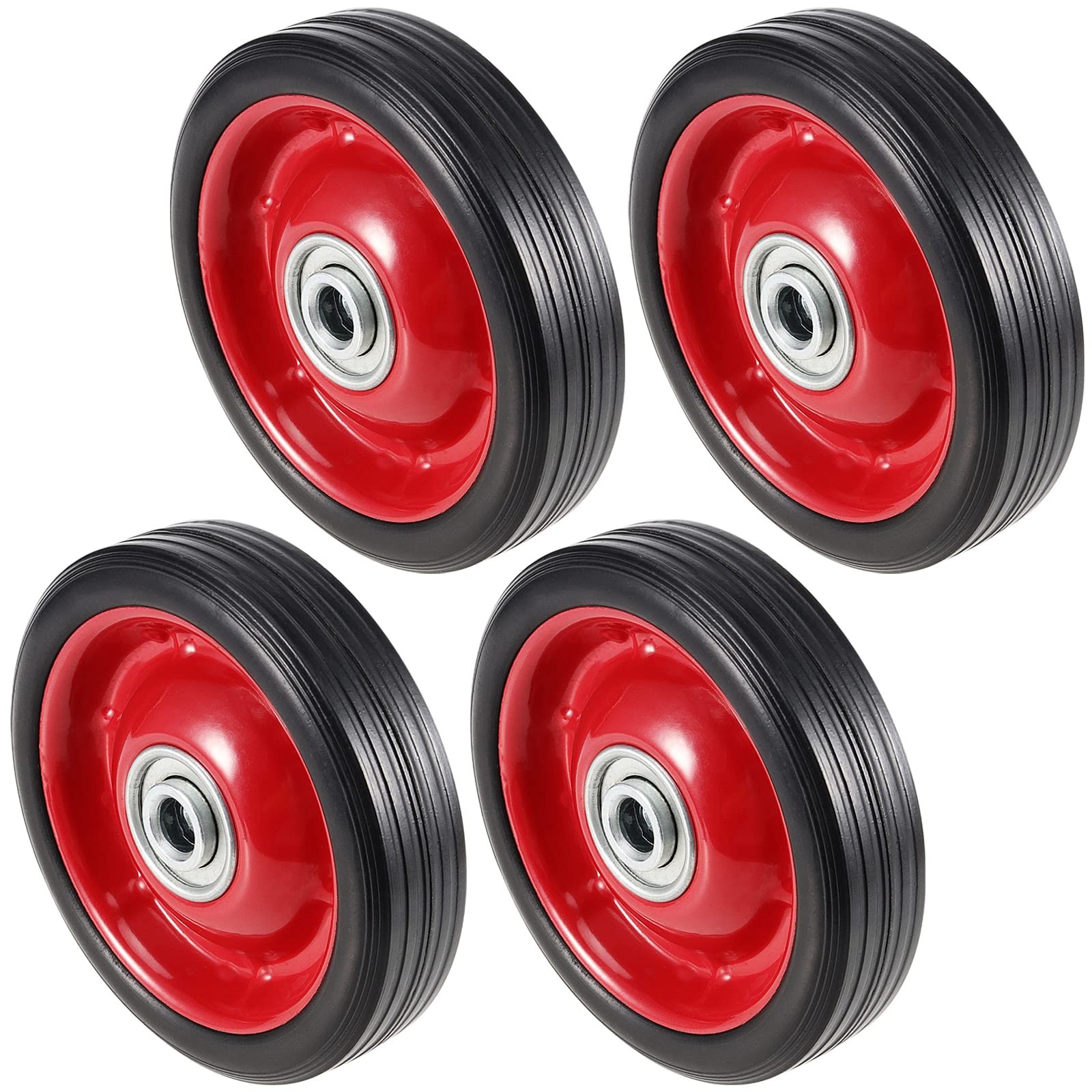 SEUNMUK Solid Rubber Wheel Tire, Hand Truck Replacement 5 inches, black, red