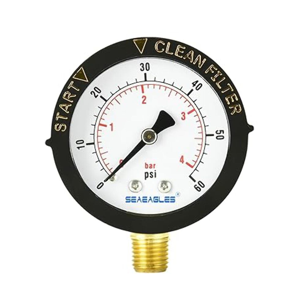 Pentair 1/4″ 0-60 PSI Top Mount Pressure Gage with Indicator