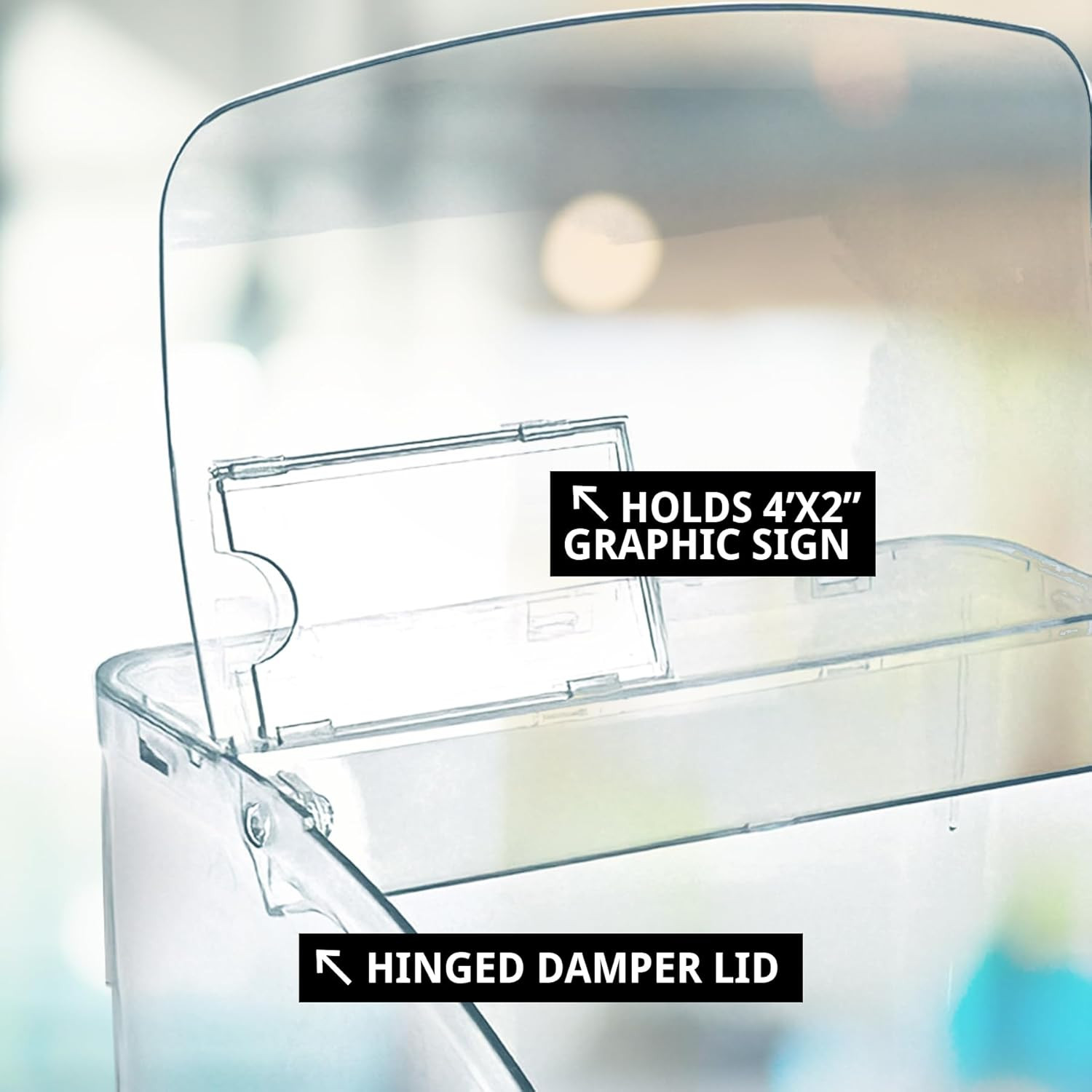 400433 Hinged Candy Bin with Price Tag Slot – Clear Acrylic Dispenser, 6.75″H X