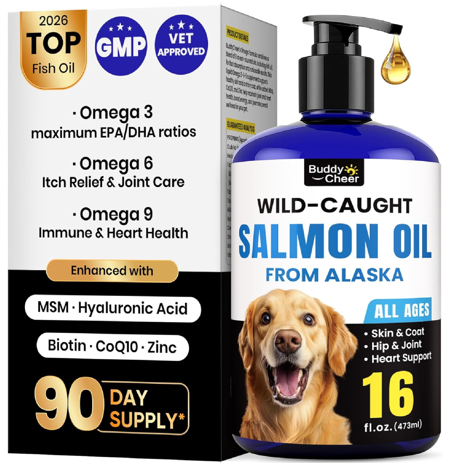 Wild Alaskan Salmon Oil for Dogs & Cats – Fast-Absorbing Fish Oil for Dogs with