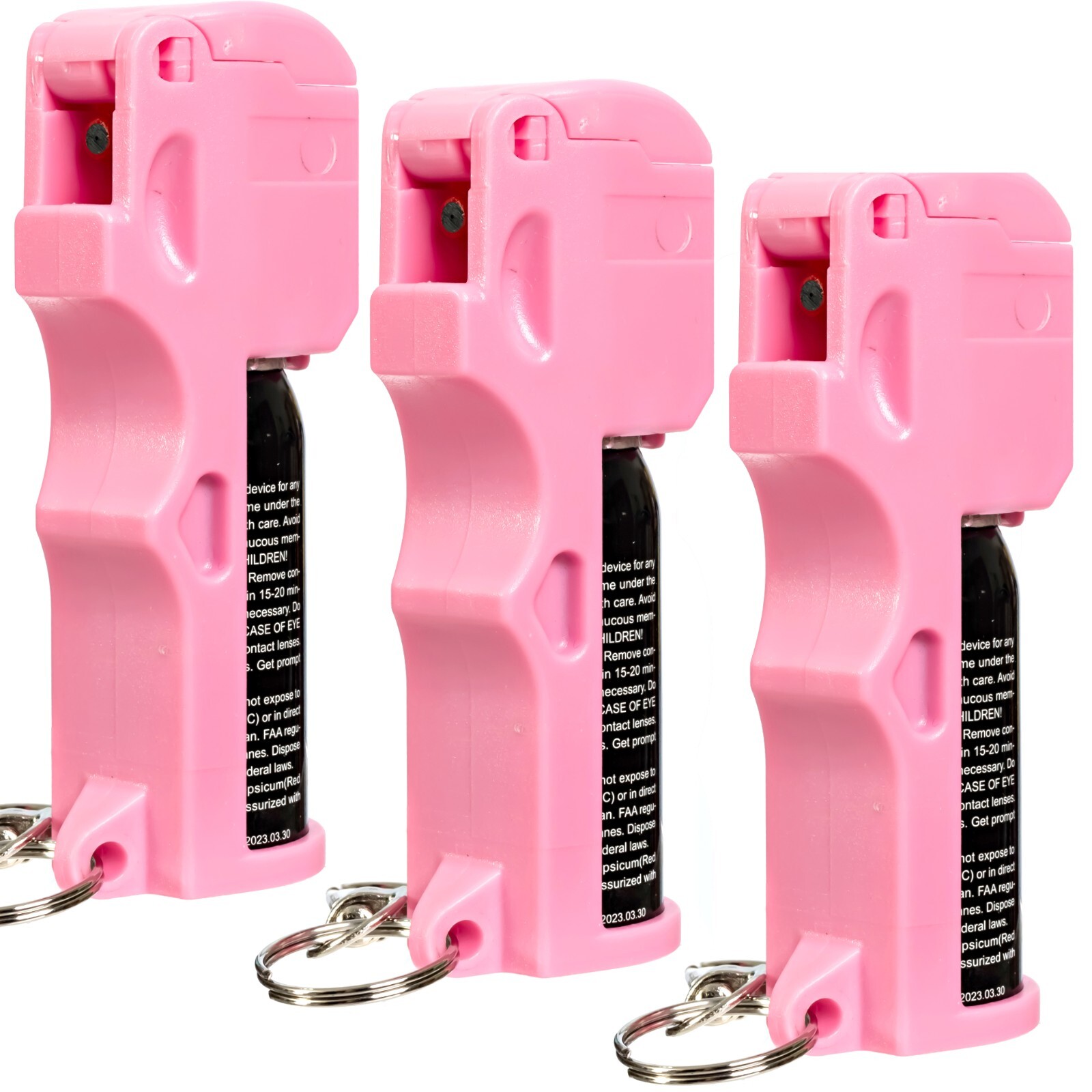 3-Pack BURN Pepper Spray 1/2oz Pink Self Defense Security Keychain Pink