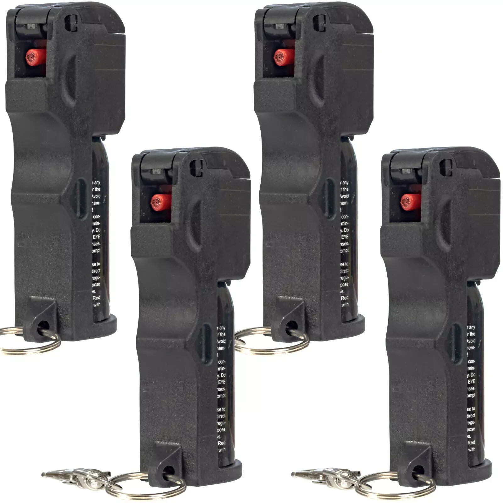4 Pack Burn Pepper Spray Self Defense 1/2oz Flip Top Security Keychain Black