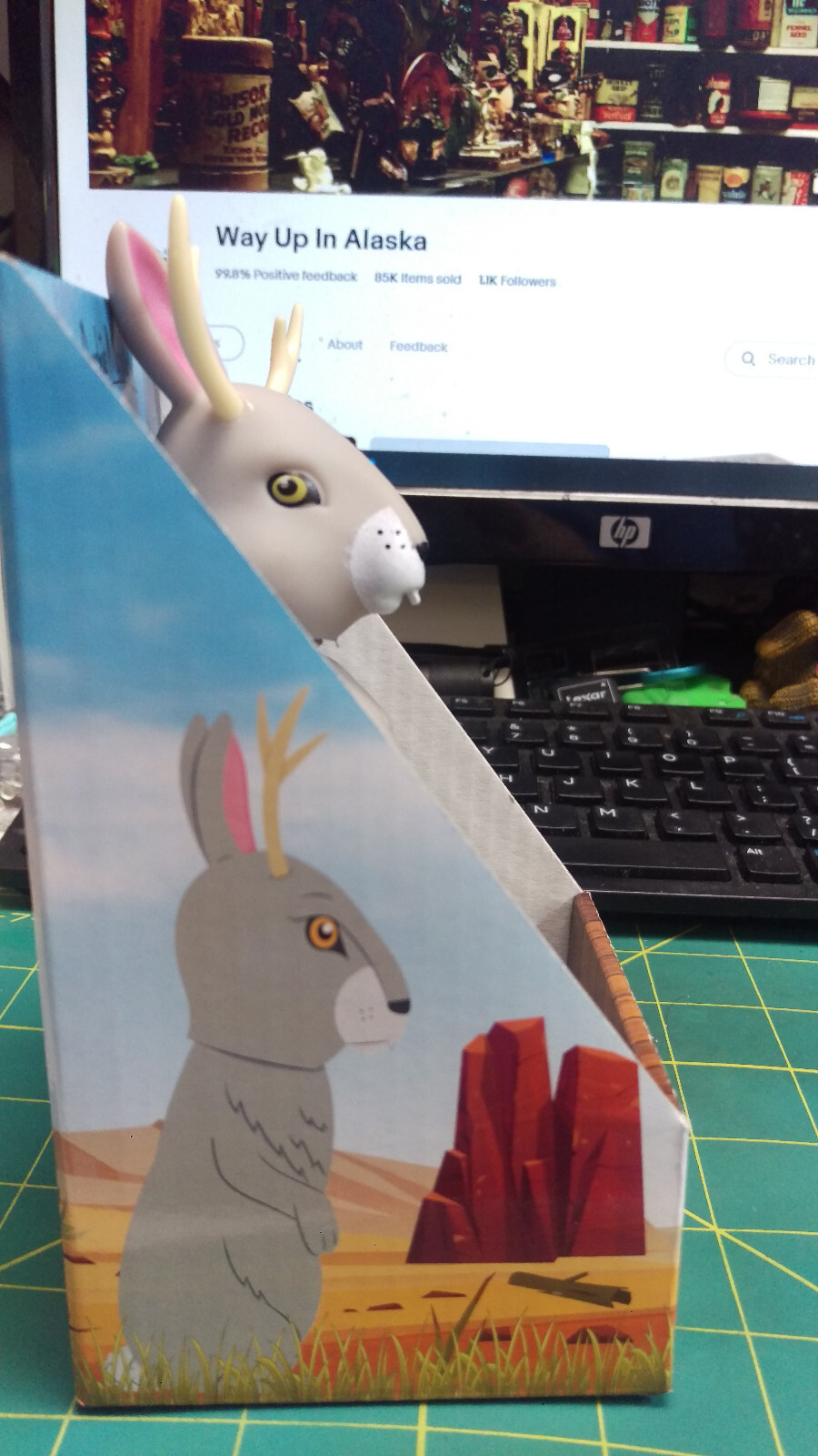 Bobblehead Jackalope 5 3/4 inches tall Cute! Hard Vinyl Jackalope Nodder Fun!