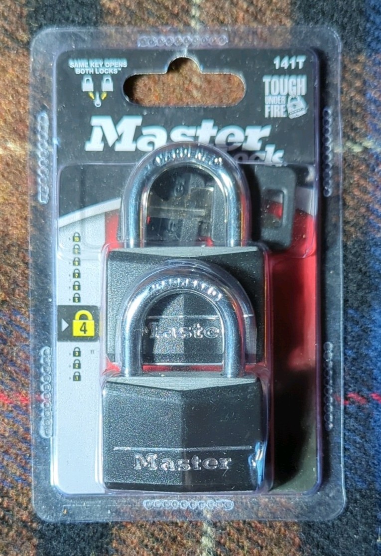 Master Lock Covered Padlocks with Key, Outdoor 2 Pack, Keyed Alike, Black
