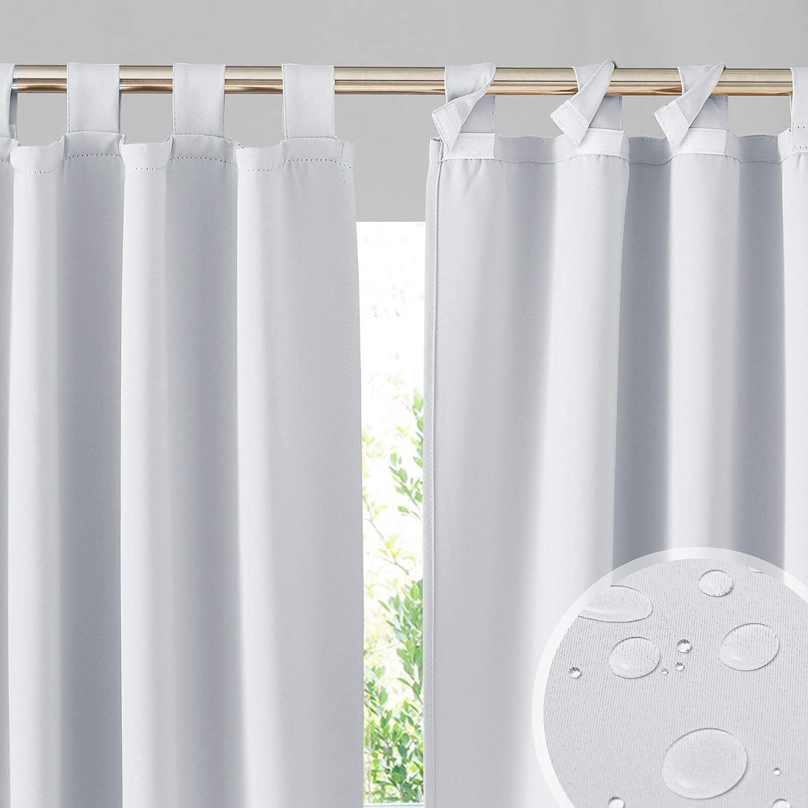 RYB HOME Outdoor Patio Curtains 2 Panels, Waterproof Blackout, 52×84