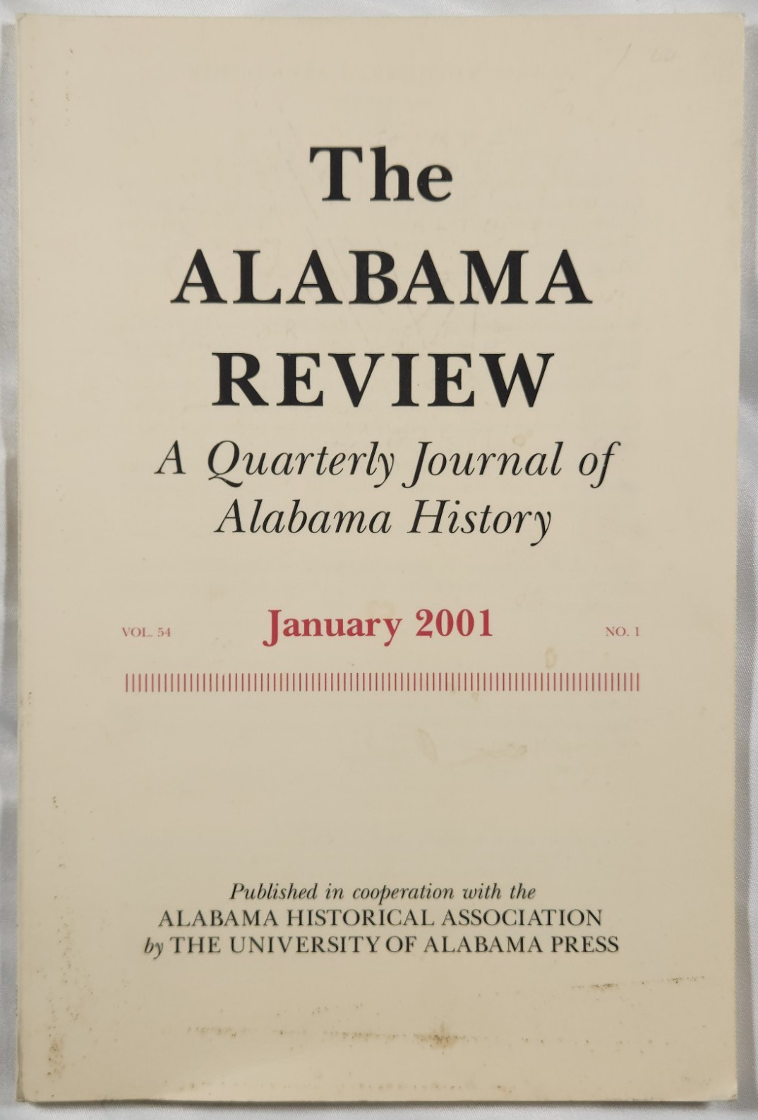 2001 Alabama Review Quarterly Journal V54 #1 E.W. Peck Washington Pickens Nance