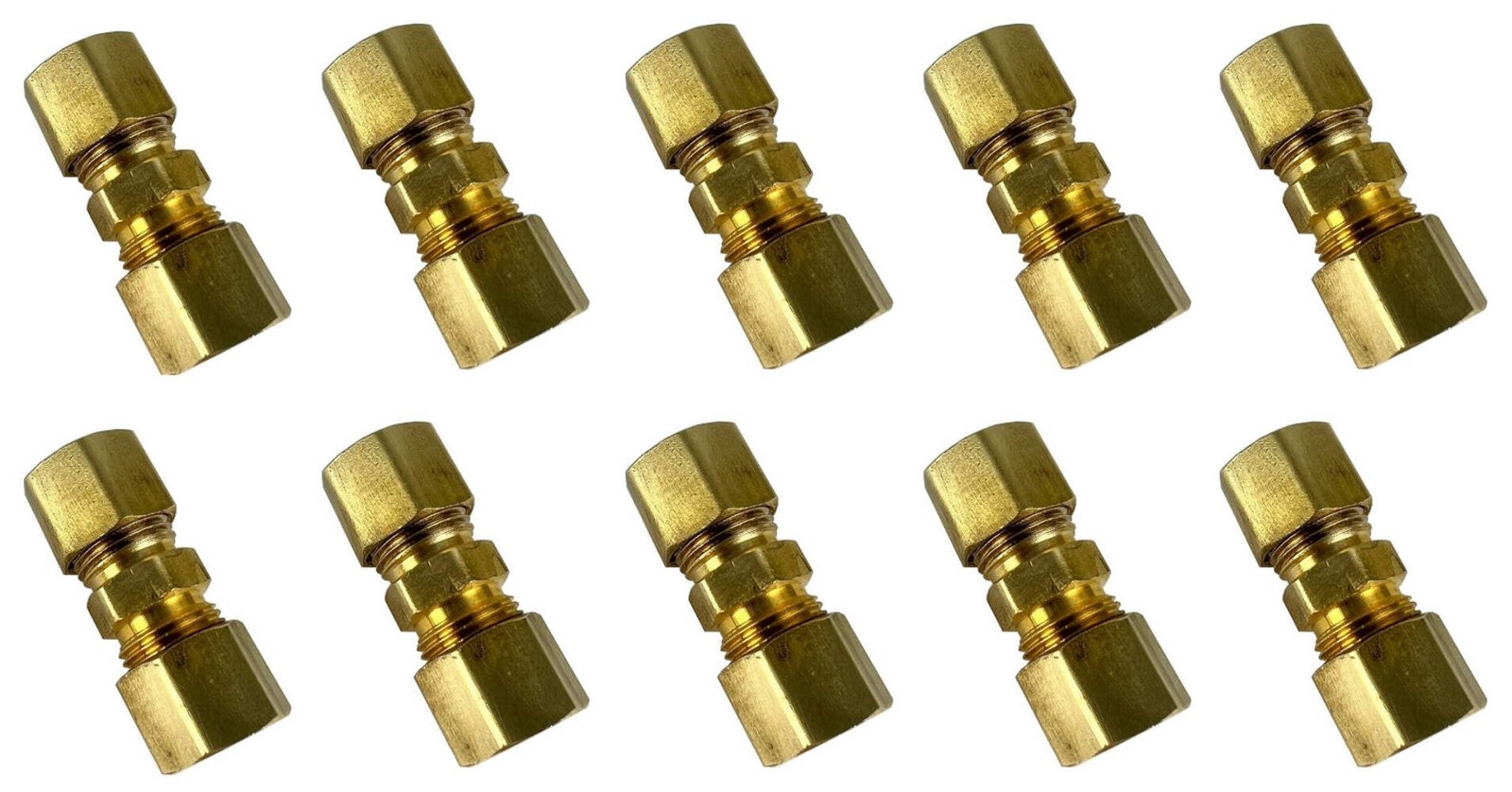 10 PC – 5/16′ ( 8 mm ) UNION COMPRESSION FITTINGS BRASS