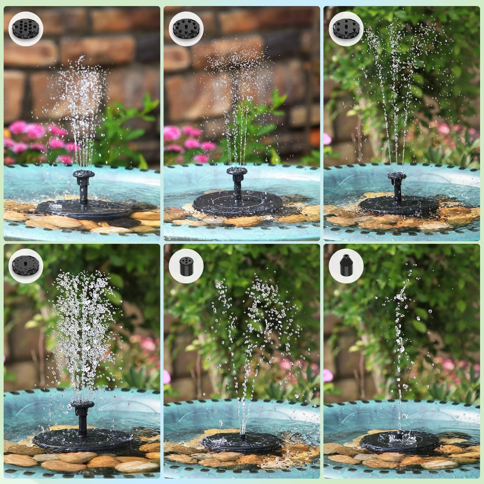 AISITIN Solar Bird Bath Fountain Pump, Pump for 1.5W, Black03