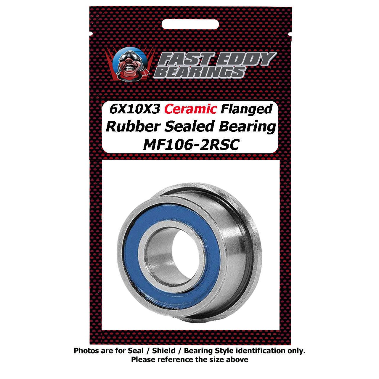 6X10X3 Ceramic FLANGED Rubber Sealed Bearing MF106-2RSC