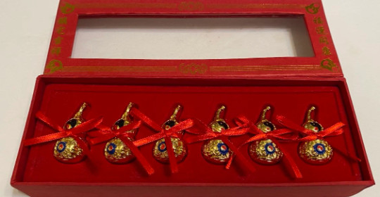 Feng Shui 6pc Metal Alloy Hulu w/Bagua set , 1.5”H