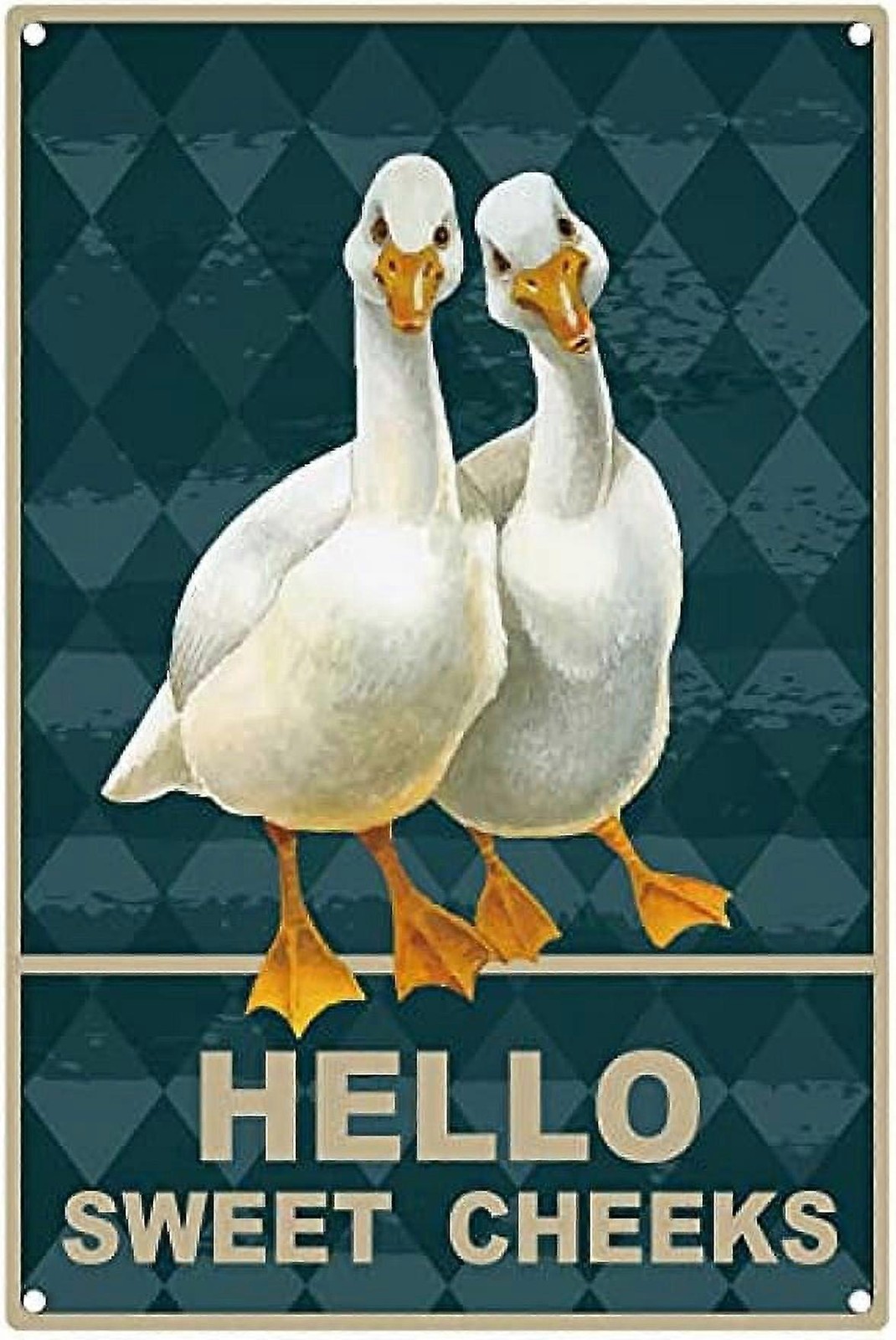 ucks Metal Tin Sign Hello Sweet Cheeks Funny Wall Decor Hanging Painting Plaques