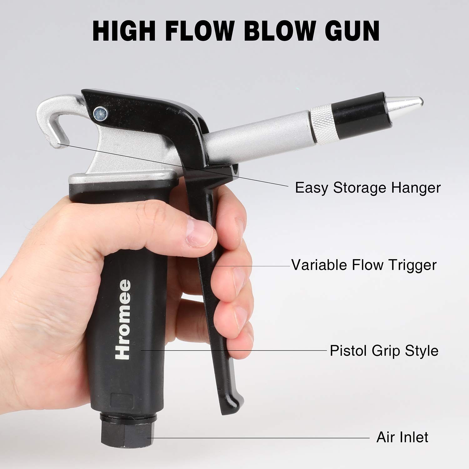 Hromee 12 Pieces High Flow Air Blow Gun Kit with Safe Quiet Xtreme Nozzles Rubbe