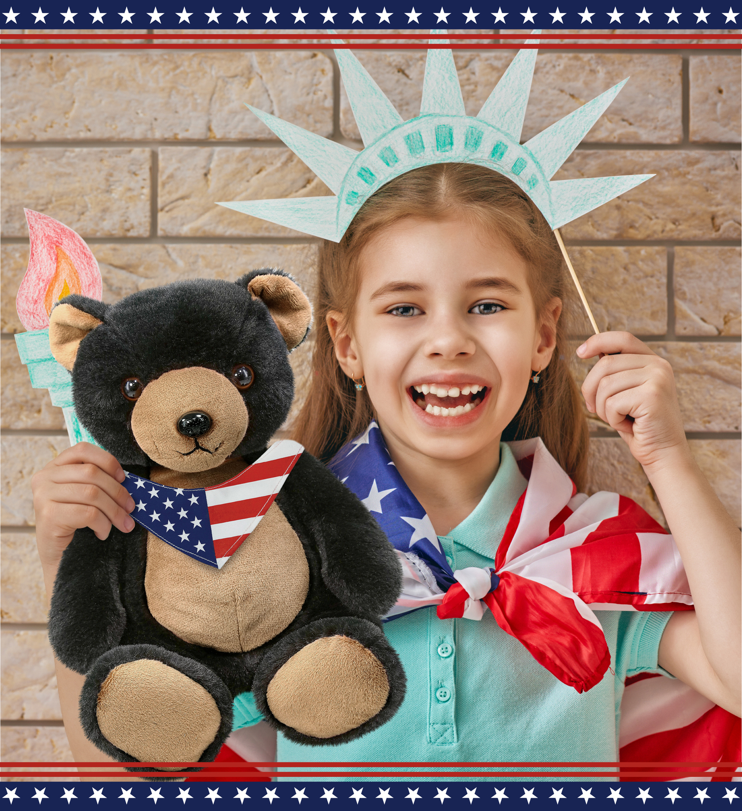 DolliBu USA Flag Bandana Neck Scarf For Stuffed Animal Costume – 10 inches