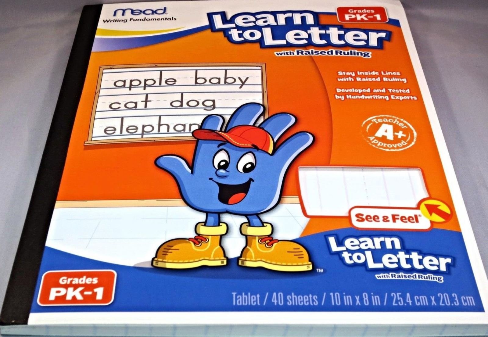 Mead See and Feel Learn to Letter Raised Ruling Grades PK-1, 10 x 8 Inches, …