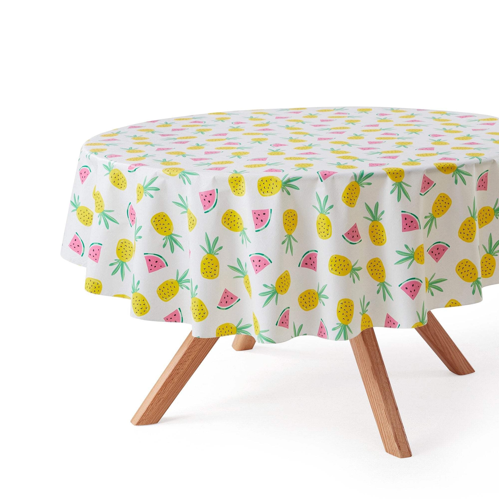 Mainstays White Tropical PEVA Tablecloth, Spring & Summer Fruit, 70″ Round, for