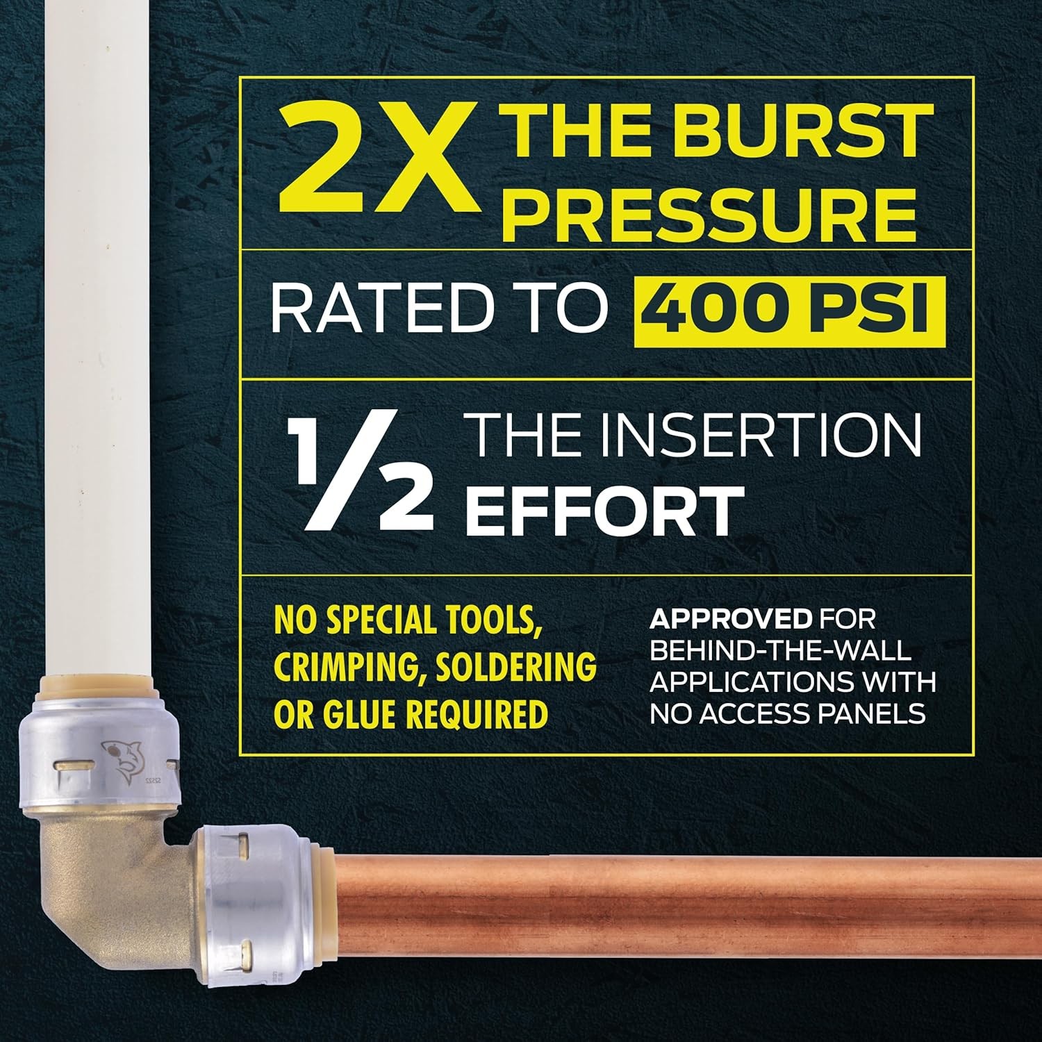 SharkBite Max 1/2 Inch Coupling, Pack of 4, Push to Connect Brass Plumbing Fitti
