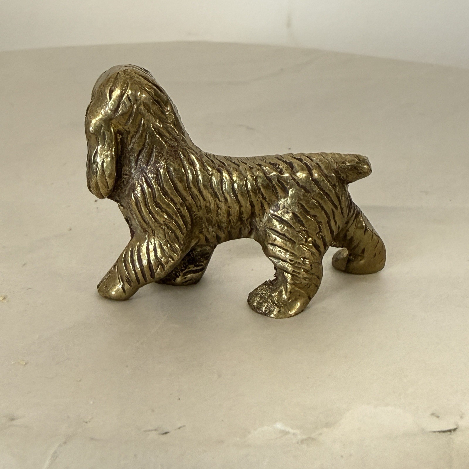 Vintage MCM Solid Brass Small Cocker Spaniel Dog Figurine