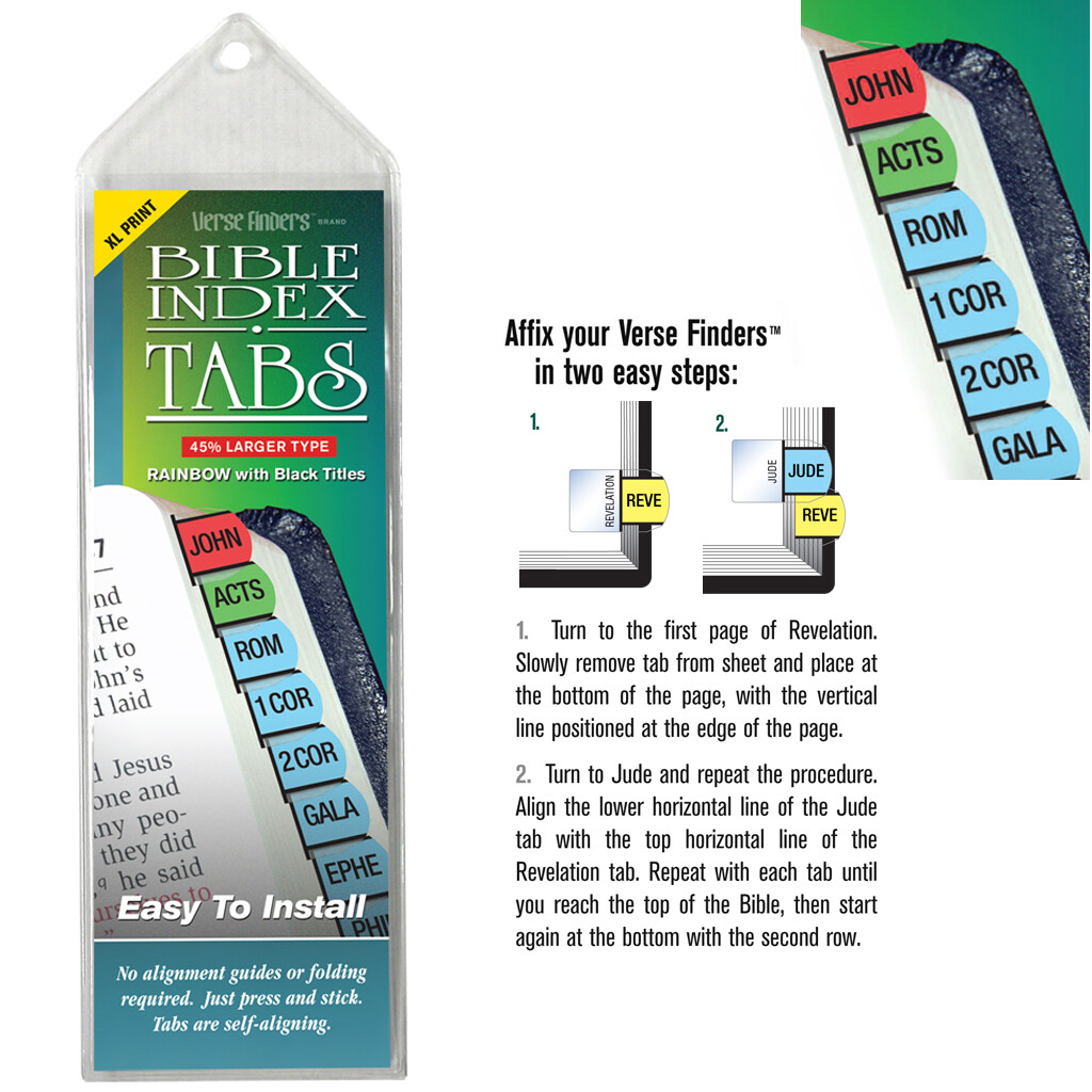 XL Print EXTRA Large RAINBOW Bible Index Tabs Labels Dividers Markers Made in US