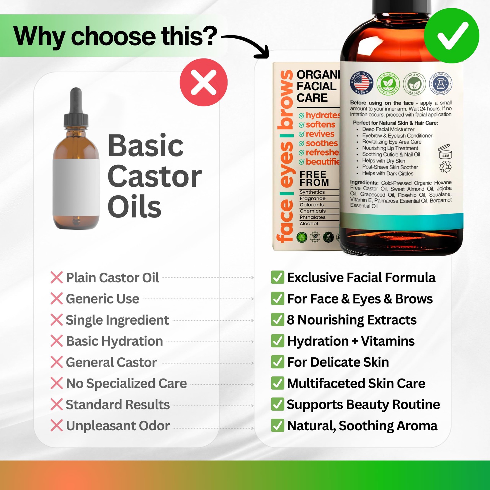 SELFWISE Organic Castor Oil For Face Moisturizer, Eyes, 1 Fl Oz (Pack of 1)