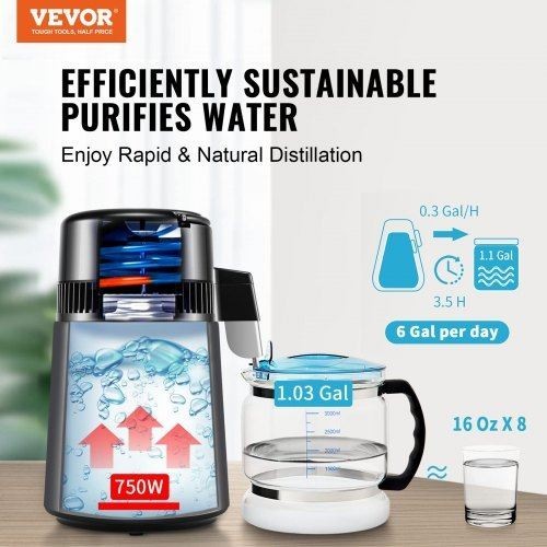 Water Distiller 4L 105 Gallon Pure Water Purifier Filter For Home