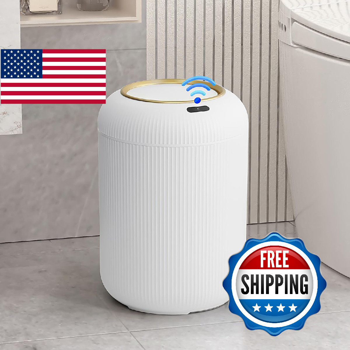 Onlcuk Automatic Motion Sensor Bathroom Trash Can with Lid, 3 Gallon Touchless T