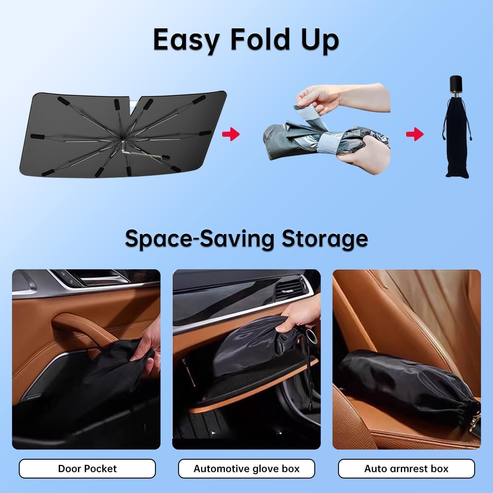 Jeep Grand Cherokee 2014-2021 Windshield Sun Shade Umbrella, 360° Rotation Car