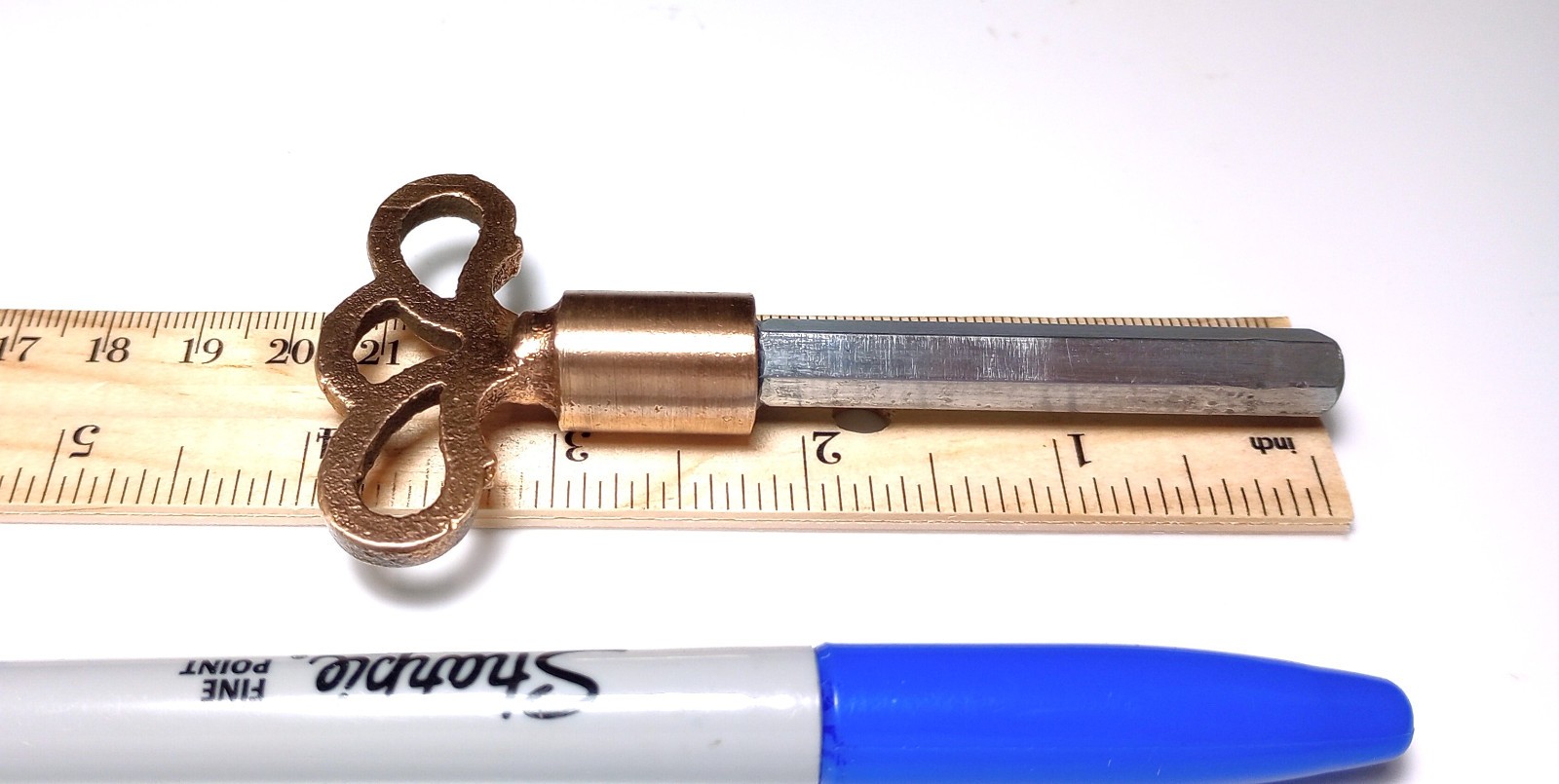 Brass and Steel Pocket Casket Key / Coffin Key