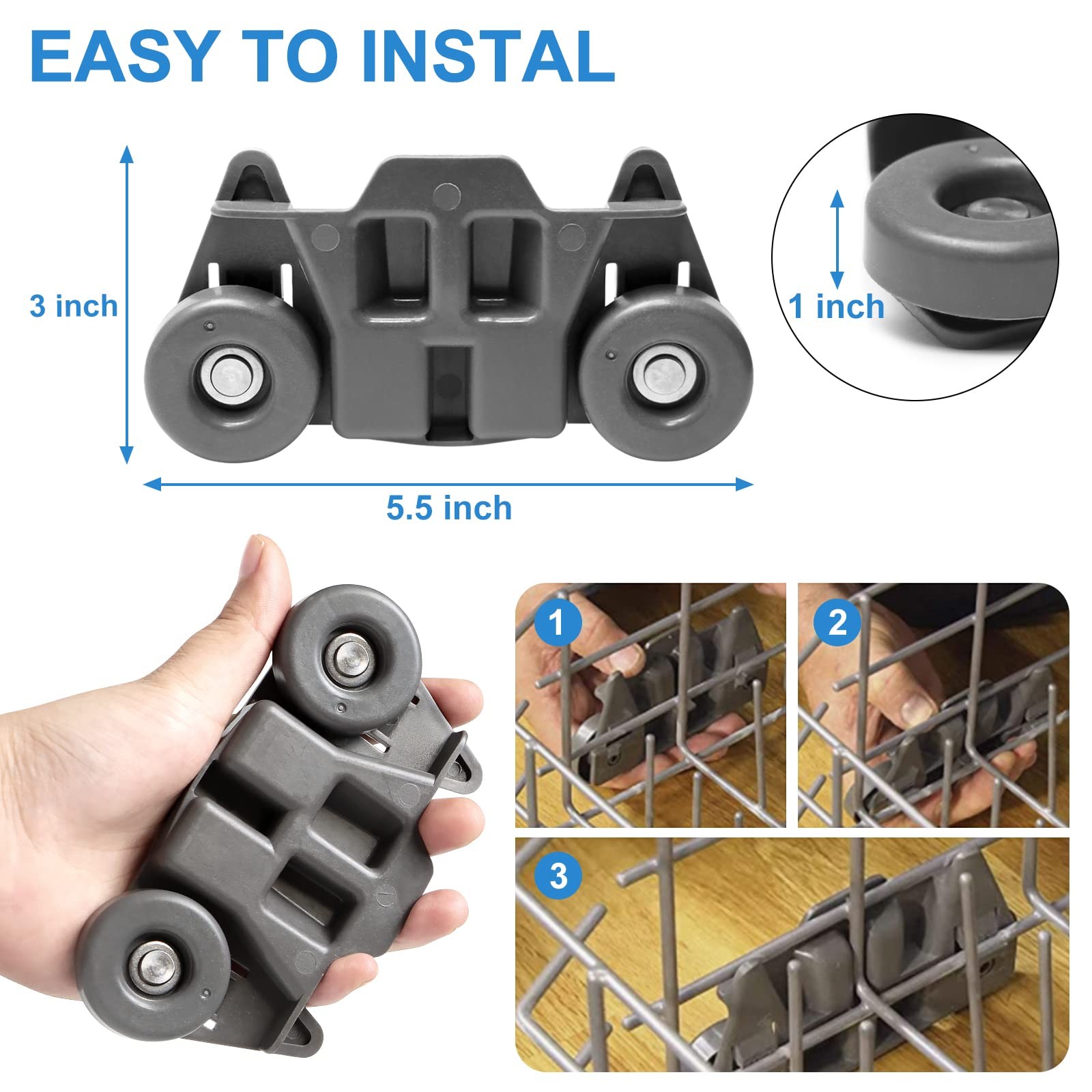 Upgraded W10195416V W10195416 Dishwasher Wheels Lower Rack for