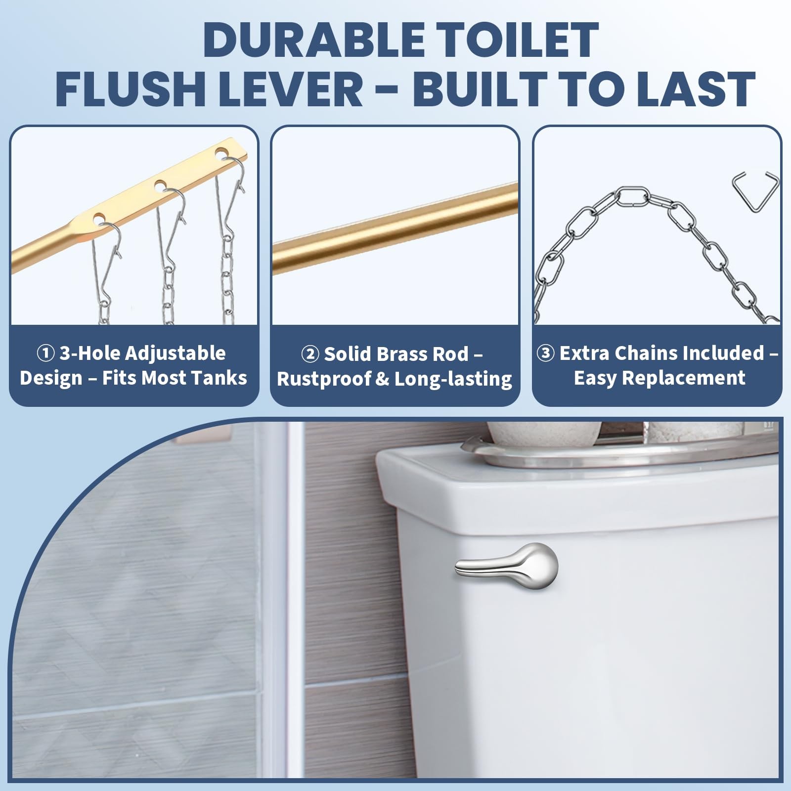 2 Pack Toilet Handle Replacement Kit – Universal 2 Pack, Polished-2