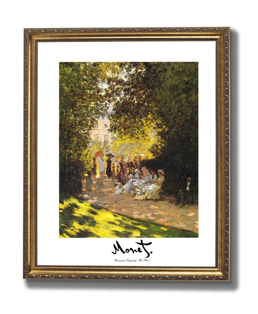 Claude Monet Paris People Park Flower Landscape Wall Picture Gold Framed Art Pri