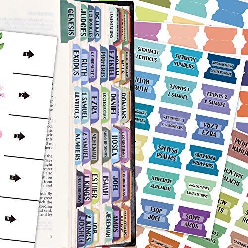 121 Pcs Bible Index Tabs New & Old Testament Matte Laminated Floral Design