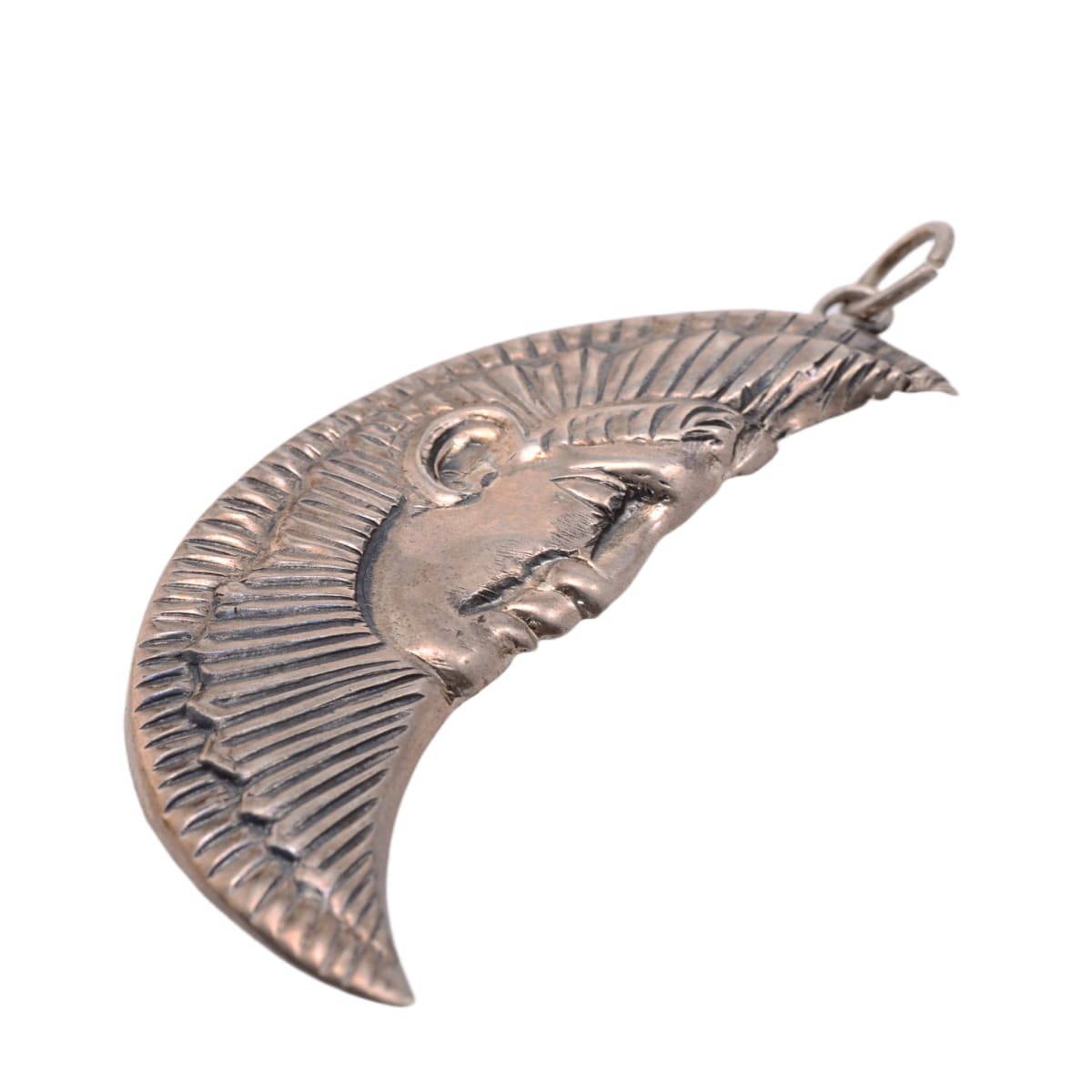 Sterling Silver Crescent Moon Face Charm – Peter Stone Designer Pendant 53mm