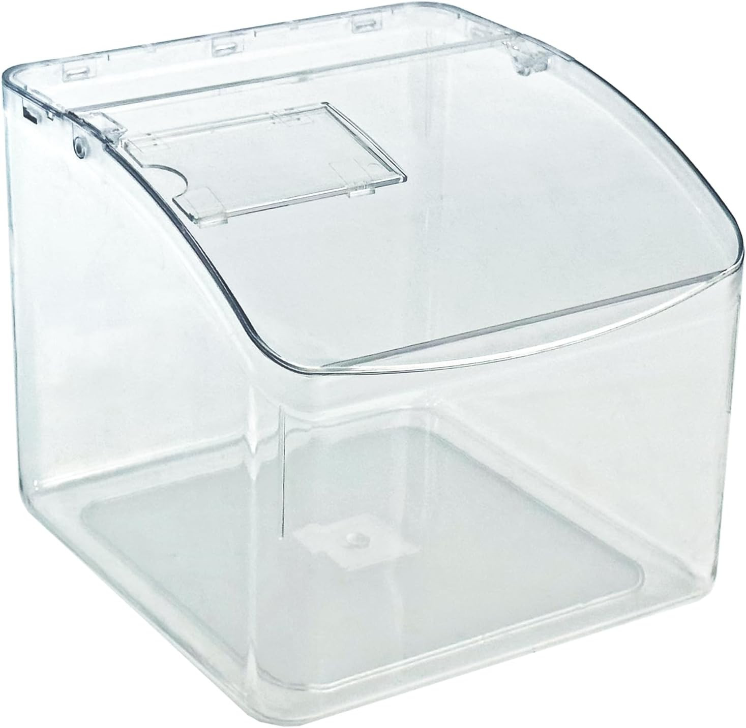 400433 Hinged Candy Bin with Price Tag Slot – Clear Acrylic Dispenser, 6.75″H X