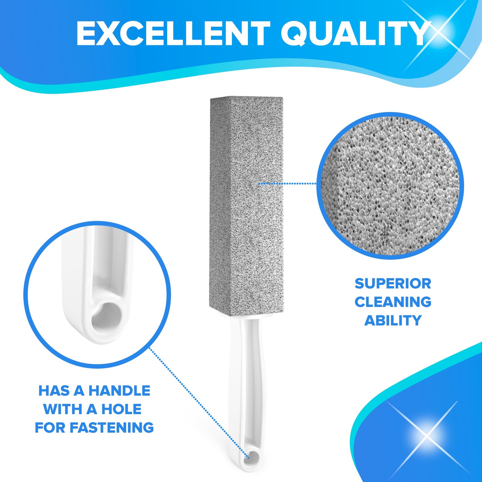 DISIWENE Pumice Cleaning Stone with 1 Count (Pack of 4), 4 Pack Handle