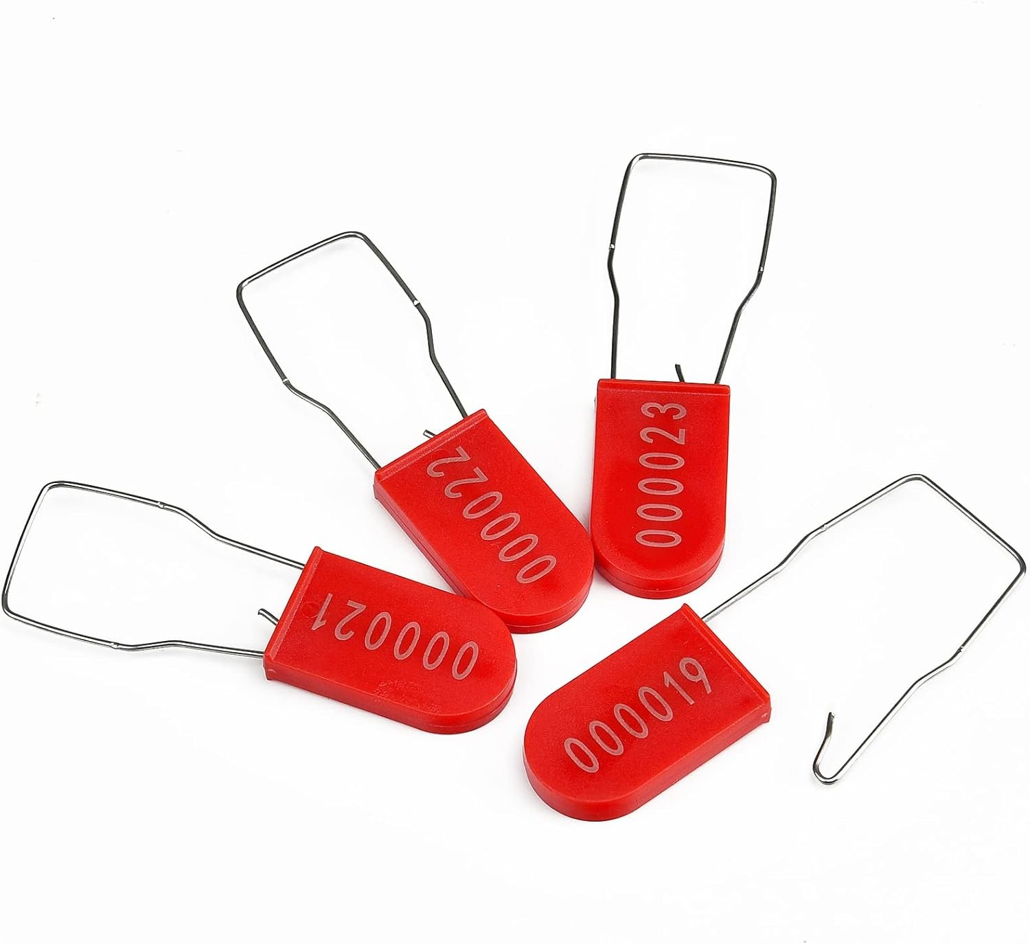 500PCS Plastic Padlock Security Seals Metal Wire Padlocks 500 PCS, Red