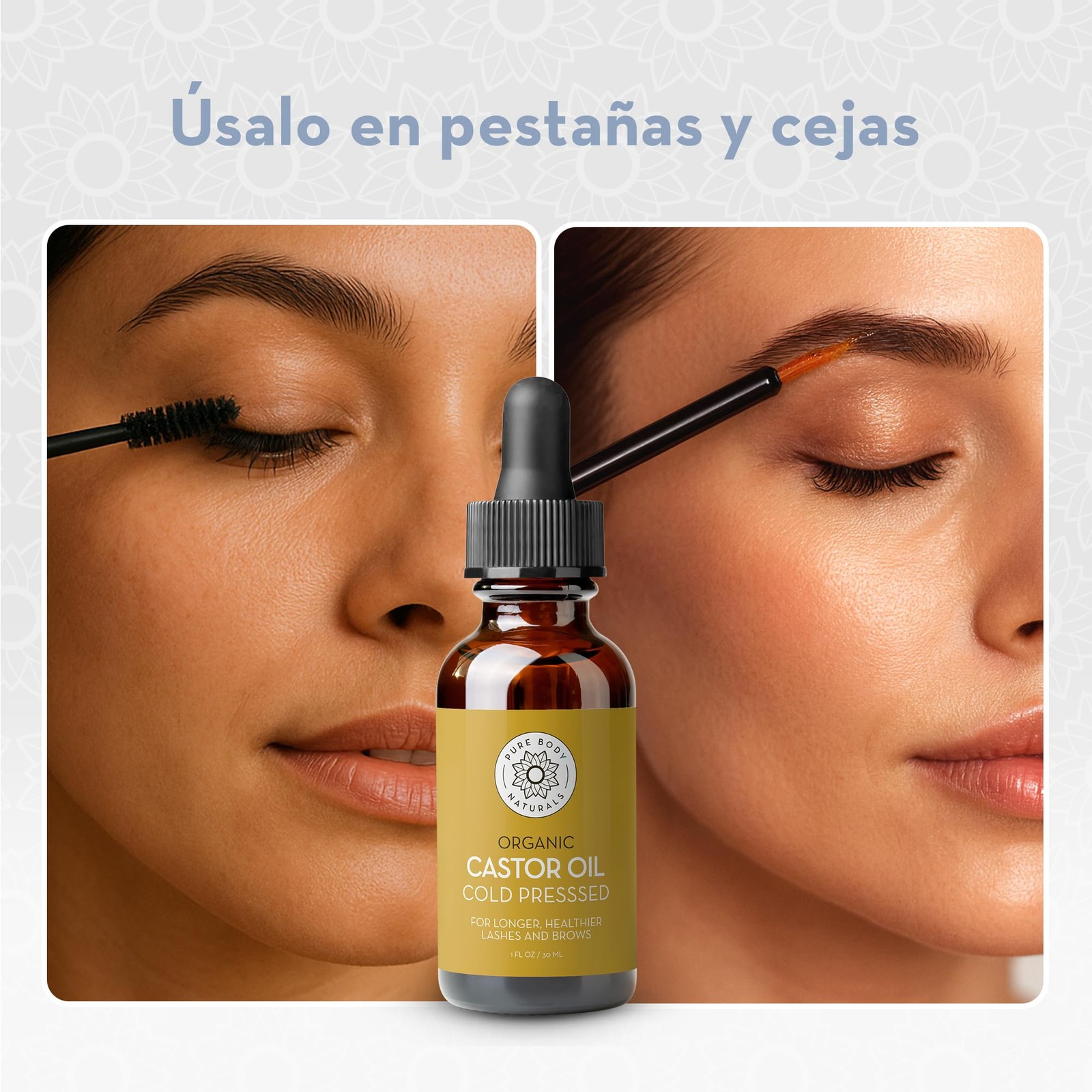 Pure Body Naturals Castor Oil for Eyelashes and 1 Fl Oz (Pack of 1), Pink