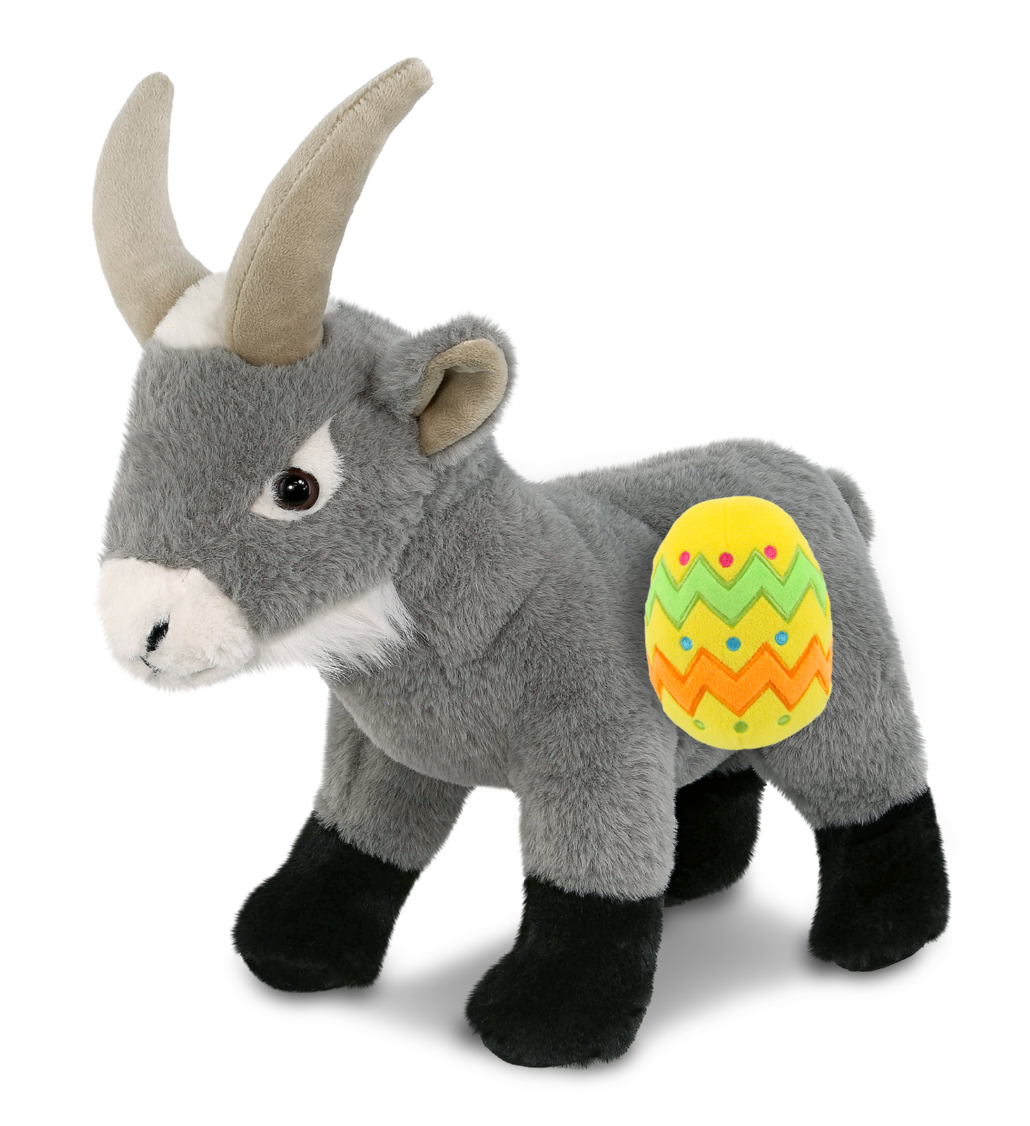 DolliBu Super Soft Cute Grey Goat with Yellow Easter Egg Plush – 12 Inches