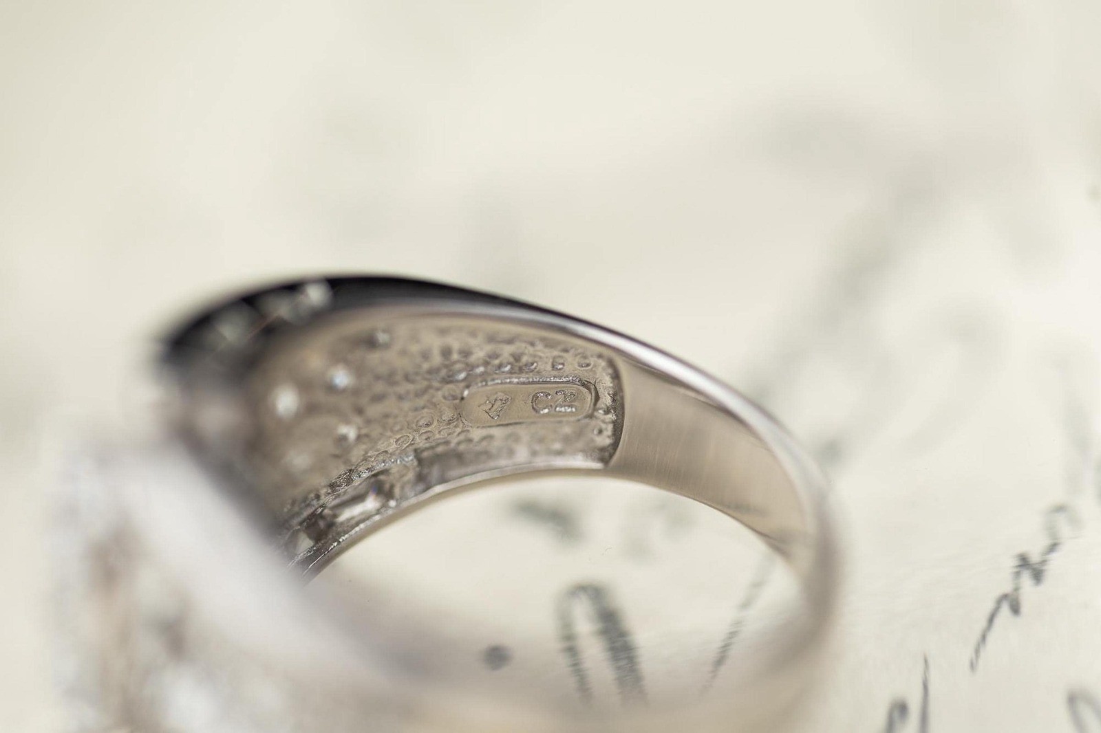 Vintage Estate Sterling Silver CZ Band Ring Mid Century Jewelry